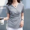 NaVaVa Modern Daily Shirring Wrap V Neck ShorT sleeVe T shirT nT2435