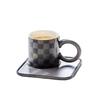 Nordic Ceramic Breakfast Cup Disk Set with Disk Ceramic Afternoon Tea Cup Checkerboard Ceramic Coffee Cup Disk Mug