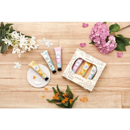 Yururito Hand Cream 3-Piece Set (Moisturizing Hand Cream, Great Gift Idea, Jasmine, Osmanthus, and Hydrangea Scents)