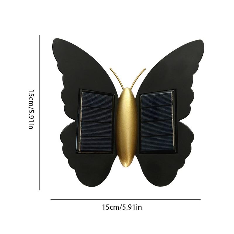 Solar Powered Lamp Butterfly Shaped LED Outdoor Wall Light Waterproof Beautiful Decoration Courtyard Garden Wall Energy Saving