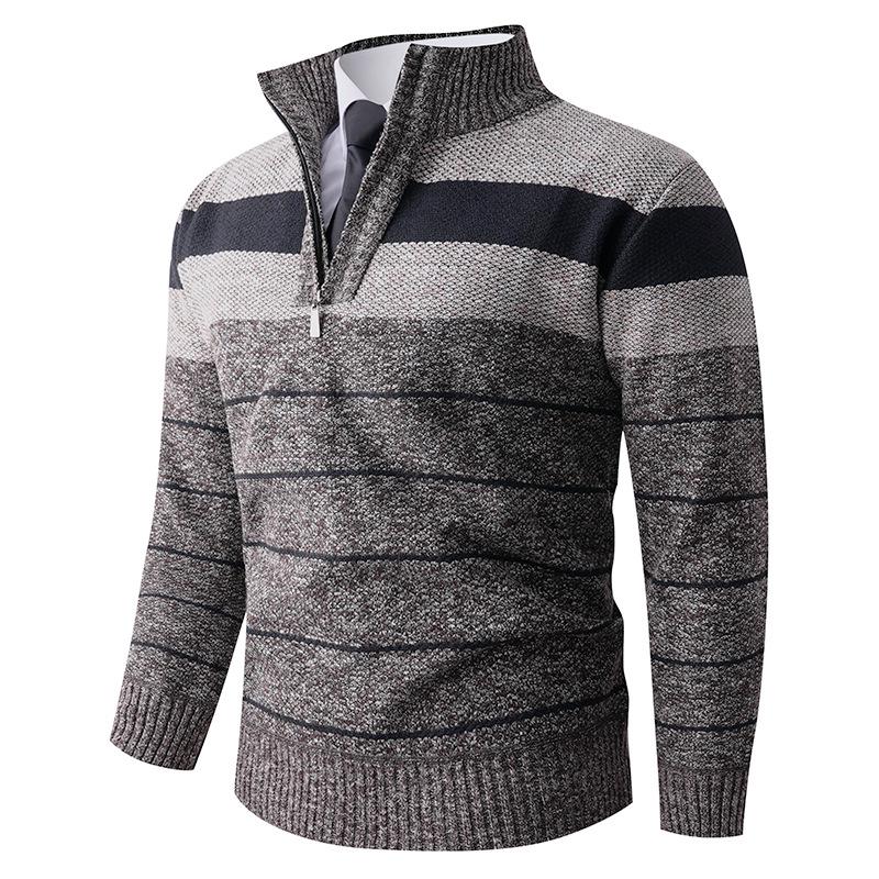 Autumn/Winter Men's Trendy Knit Half-Zip Sweater - European and American Style