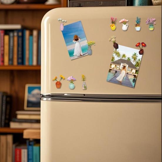 5/7/8Pcs Mini Ceramic Vase Refrigerator Magnet Home Office Kitchen Locker Fridge 3D Miniature Flower Vase Pot Magnetic Decoration Ornament