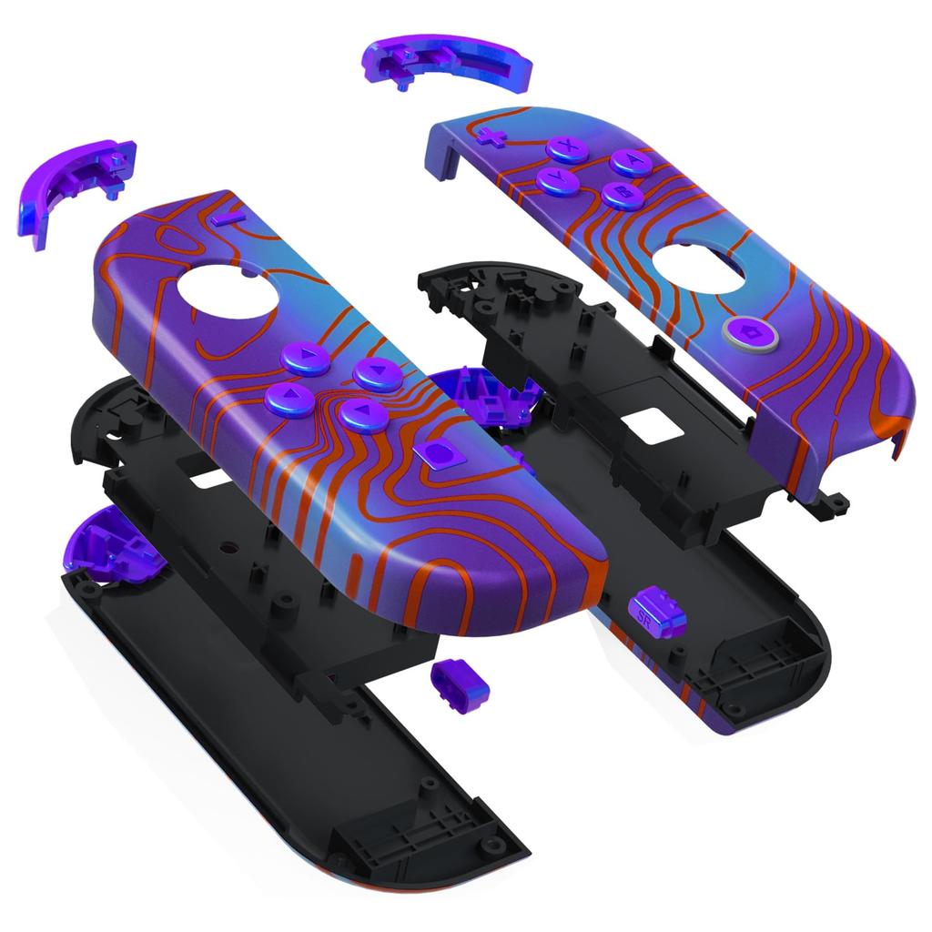 EXtremeRate Ersatzschale für Switch Handheld-Controller Gehäuse für Switch und Switch OLED mit Vollständigem Satz DIY-Ersatzgehäuse für Switch