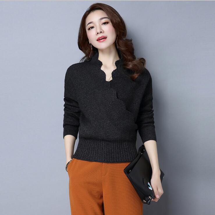 Heißer Herbst Winter Frauen Pullover Pullover Mode V-ausschnitt Pullover Frauen Solide schlanke pullover pullover