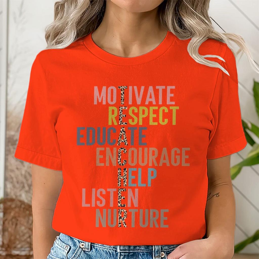 Leopard Print Teacher Tshirt Motivate Respect Educate Inspirational Quote Back To School Tee Gifts Unisex Unisex Teacher Tshirts
