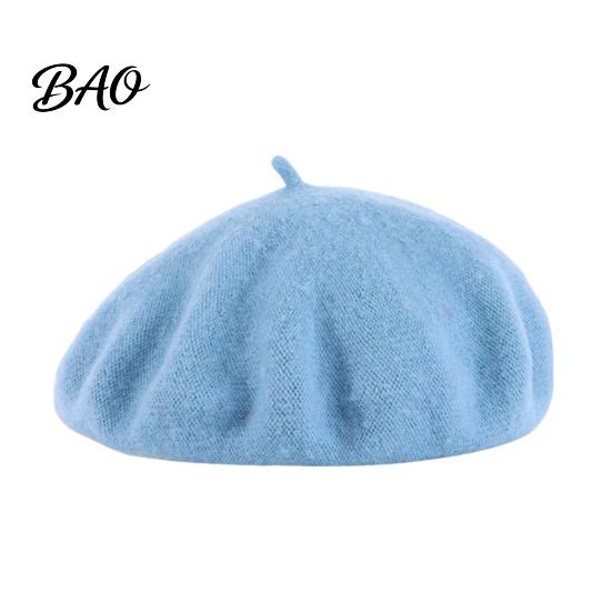 Stylish Travel Headgear Women Wool Beret Hat, Elegant Classic Solid Color Winter French Style Hat Cap, Soft Breathable Blend Headwear for Ladies