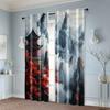 2pcs, Window Curtain 2D Print Glam Style Japanese Landscape Printed 100% Polyester (without Rod) Art Deco Festive for Living