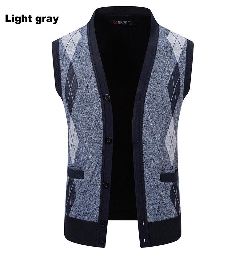 Men's Plaid Knit Cardigan with Velvet Stripes - Loose Casual Poncho Vest for Autumn and Winter