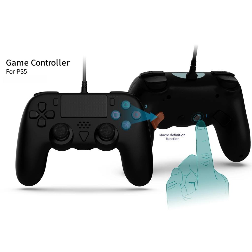Newly 3M Wired Gamepad for PS5&PS5 Slim Console,Supports Programming Function with Asymmetric Dual Motor Vibration Function