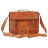 Men Goat Leather Vintage Brown Messenger Shoulder Laptop Bag Briefcase