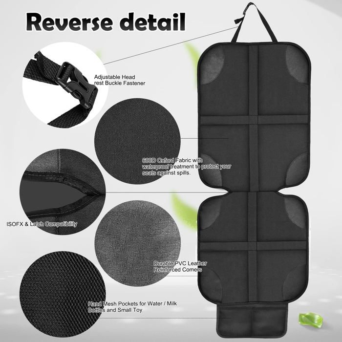 Protection Siège Auto - AiQInu - ISOFIX - Imperméable - Antidérapant - 2 Poches