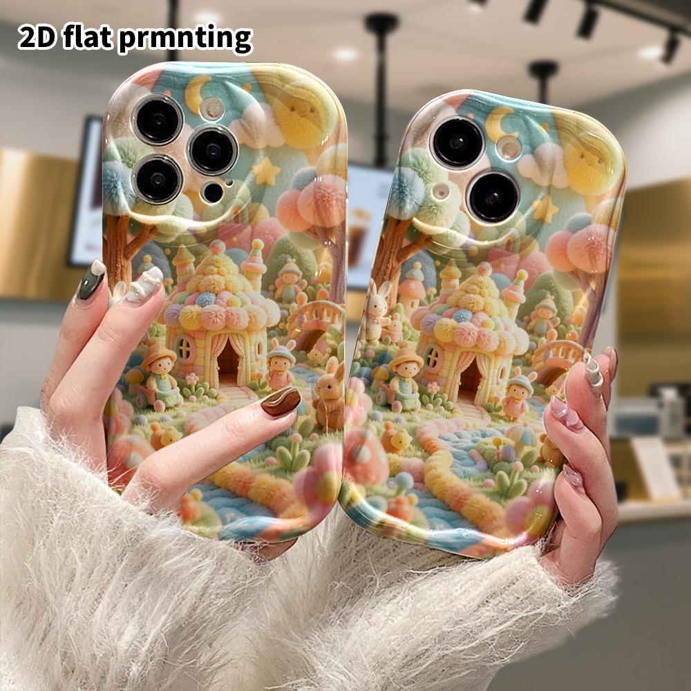 Phone Case: 2D flat, suitable for iPhone 18 17 16 15 14 13 12Pro protective case, fairy tale village, perfect Christmas and Halloween holiday gift
