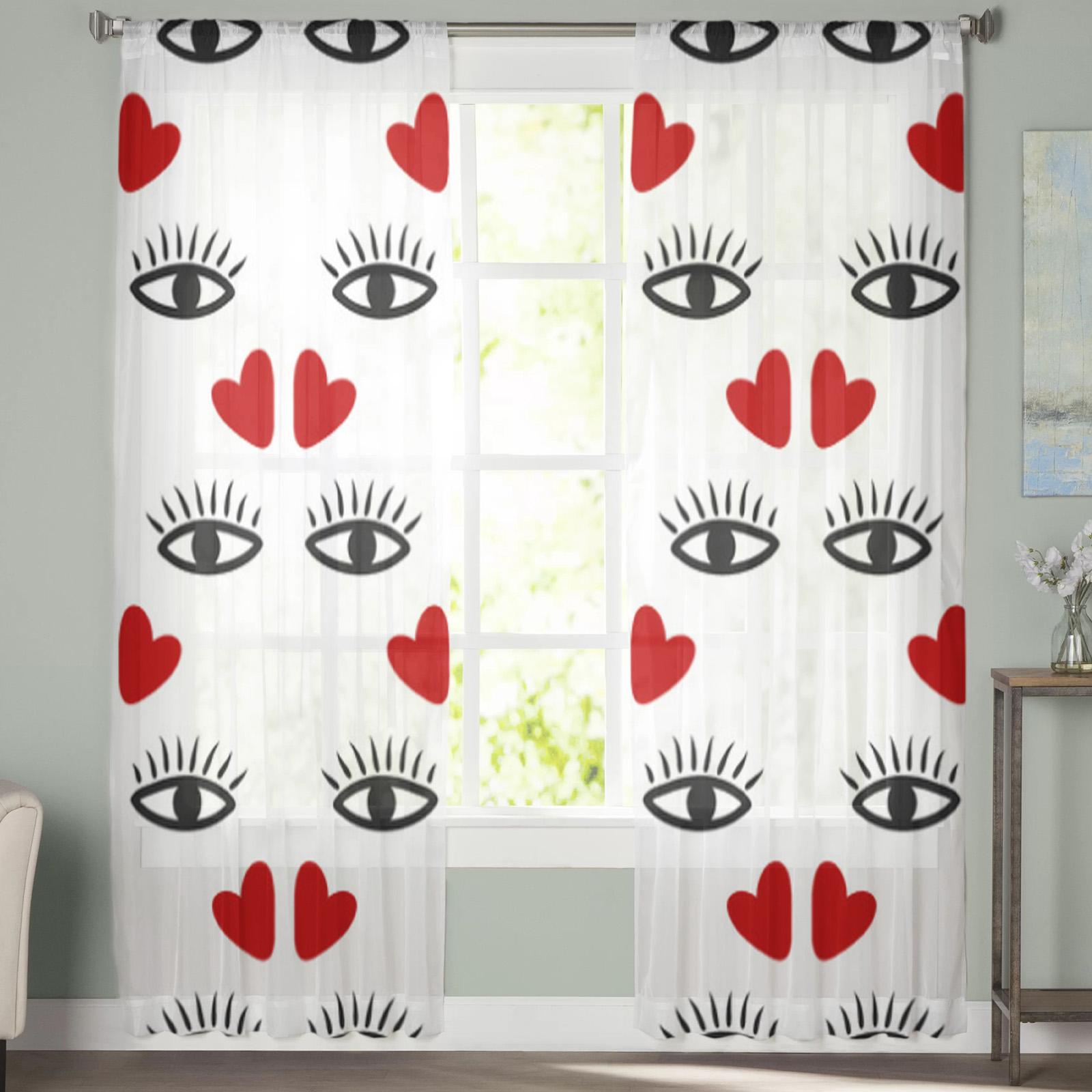 Глаза Ресницы Любовь Прозрачные шторы для гостиной Прозрачный тюль Оконные украшения — фото 3