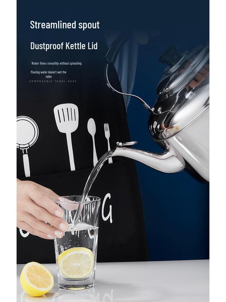 304 Stainless Steel Large Capacity Whistling Kettle for Gas, Open Flame & Induction Stoves.