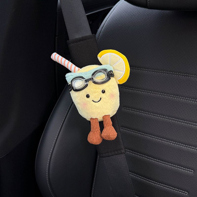 

Car Seatbelt Shoulder Pad Jc Same Style Lemon Water Car Seatbelt Decoration New Car Gift Universal for All Seasons Women [Black Shoulder Pads] Lemonade