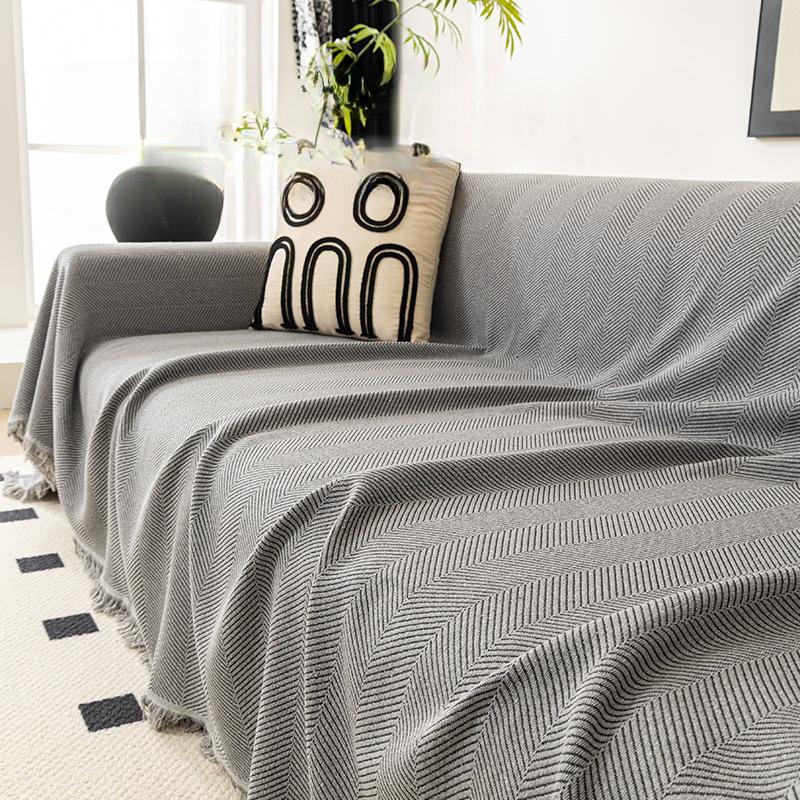 Simple Herringbone Sofa Cover Towel Non-Slip All-Inclusive Dustproof Cushion Cloth Four Seasons Universal Sofa Cover
