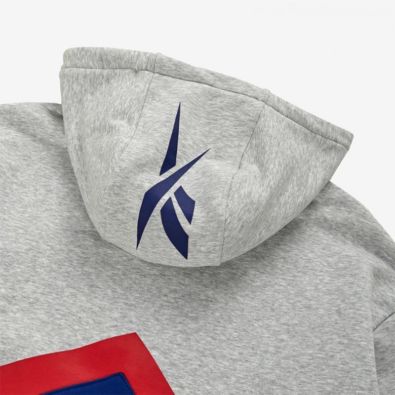 Reebok Vector Color Block Hoodie   Grey Blue
