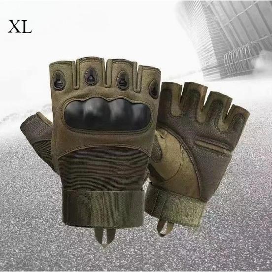 

Hard Knuckle Fingerless Gloves - Outdoor Paintball Airsoft Hunting Combat Riding Hiking Half Finger Gloves green-XL