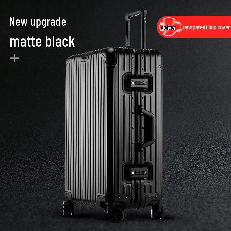 20" Aluminum-Magnesium Alloy Trolley Case - Unisex Metal Travel & Business Suitcase with Leather Accents