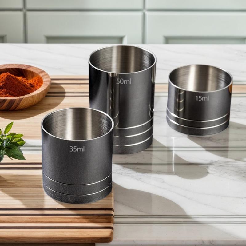 25/35/50ml Stainless Steel Measuring Cup Cylindrical Cocktail Ounce Jigger Wine Drink Measurer Bartending Bottle Bar Accessory