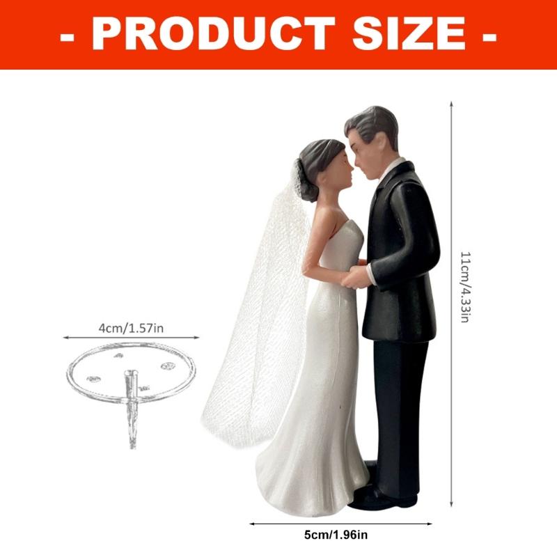 Plastic Bride Groom Cake Toppers With Realistic Tuxedo Veil Detail Wedding Cake Decoration For Formal Event Setting