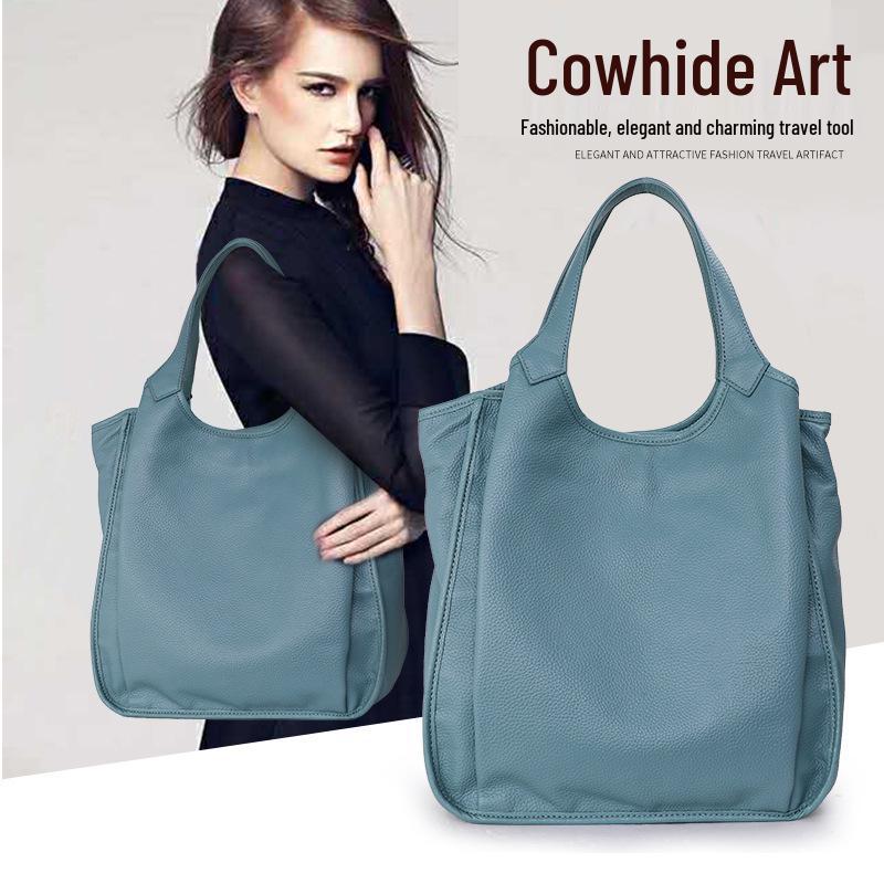 Women's Soft Leather Tote Bag 2025 - Large Capacity Genuine Cowhide Shoulder Handbag