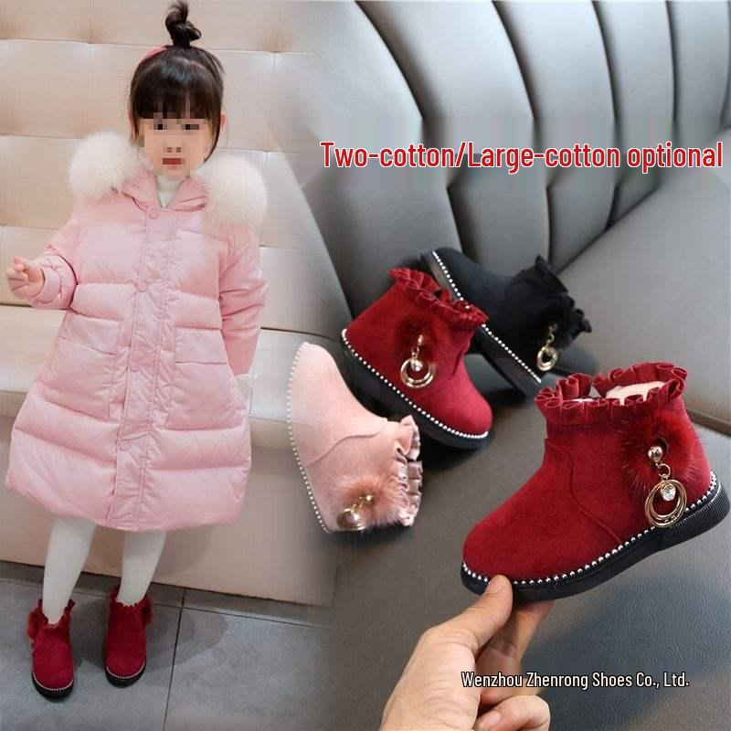 Stylish Winter Snow Boots for Girls Aged 1-6 - Plush, Thickened Martin Princess Boots