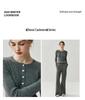 Elegant Autumn/Winter Women's Cashmere Sweater: Round Neck, Half-Button, Long Sleeve Pullover.