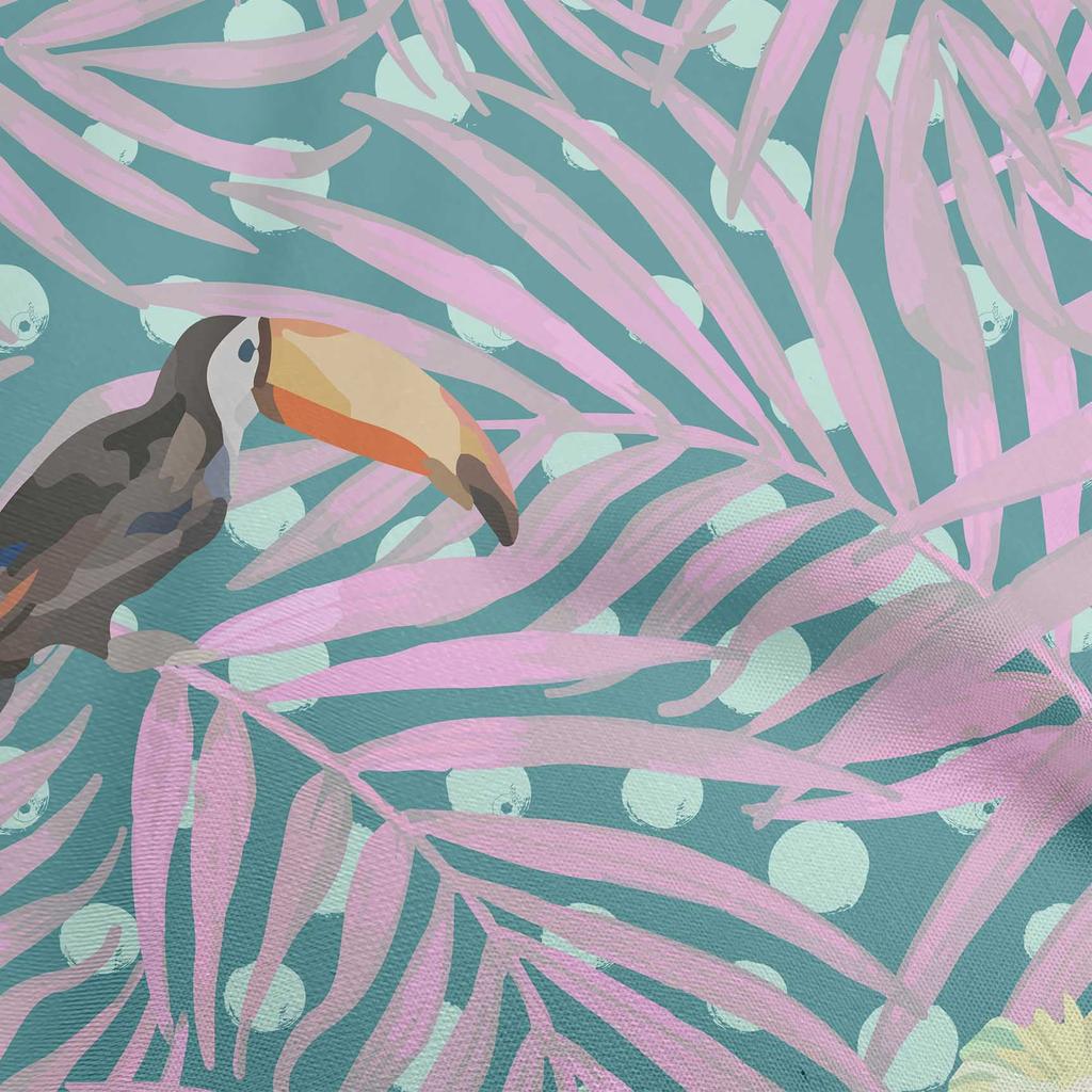 oneOone Cotton Flex Dark Teal Green Fabric Tropical Birds With Palm Leaves Sewing Craft Projects Fabric Prints By Yard 40 Inch