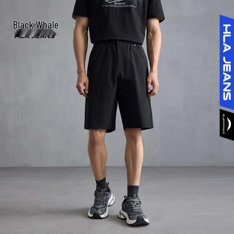 HLA Black Whale Men s Straight Casual Shorts M