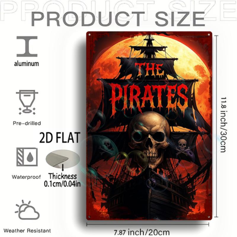 Placa de Alumínio Plana 2D 8x12 Placa "OS PIRATAS" Placa de Alumínio Durável para Exterior para Regulamentos de Negócios E Estacionamento