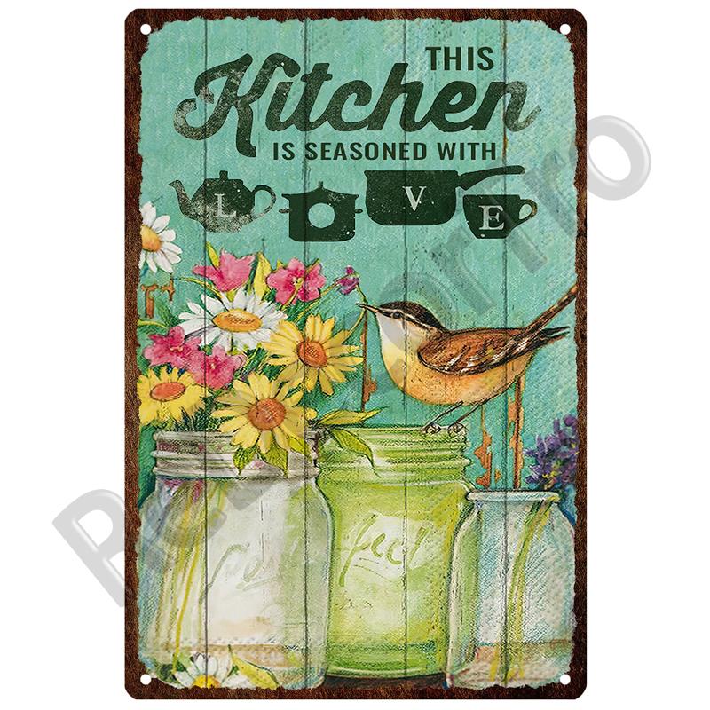 Lavender Metal Sign Plaque Vintage Flowers Tin Sign Wall Decoration For Room Art Garden Kitchen Home Living Room Iron Painting