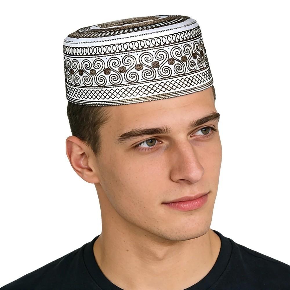 Traditional Muslim Hat Round Embroidery Jewish Hat Cultural Accessory Worshipping Hat  Leisure Wear