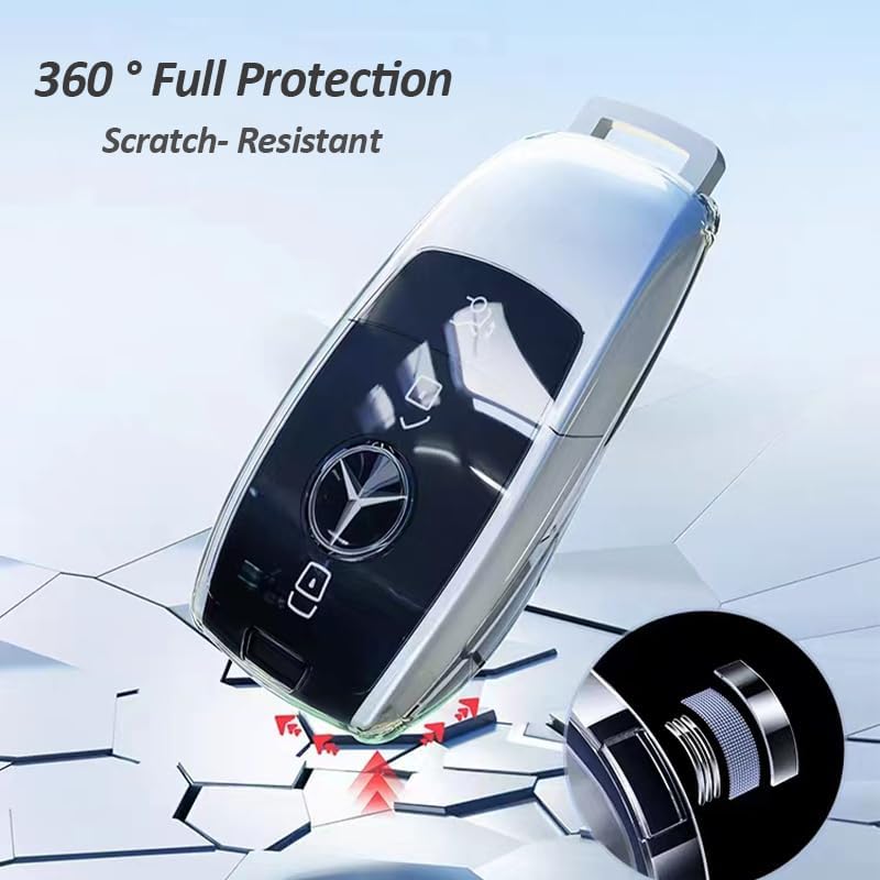 IUIU Key Fob Cover Clear, TPU Fob Case Compatible with Mercedes Benz A-Class C-Class C300 C63 CLA CLS E-Class E300/ E400/ E63 G-Class GL/GLK GLA