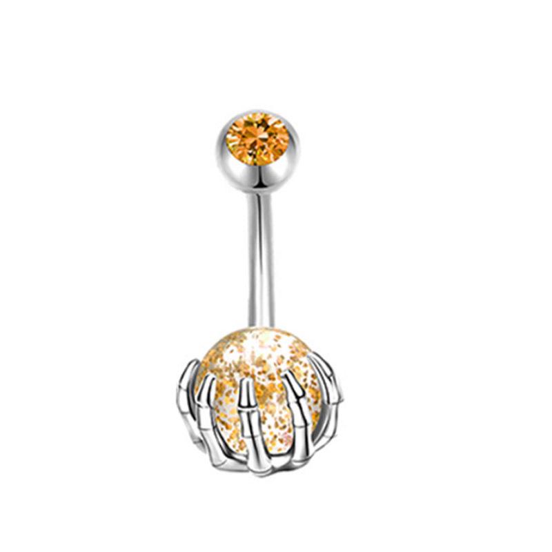 Multi-Color Turquoise Belly Button Ring with Skull and Ball Design