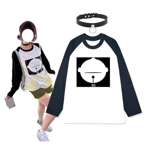 

Mrsderi Chainsaw Man Reze Cosplay Long Sleeve T-Shirt with Choker (Optional Wig) - Reze Merchandise, Top, Costume, Everyday Wear, Casual, Halloween, E