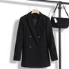 Women's 2023 Black Korean-Style Loose Mid-Length Casual Blazer Jacket