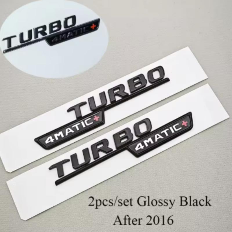 2Pcs TURBO 4MATIC+ Emblem for Mercedes Benz AMG W213 W205 W177 W167 A45S E63S GLE53 Fender Badge Logo Sticker Car Accessories
