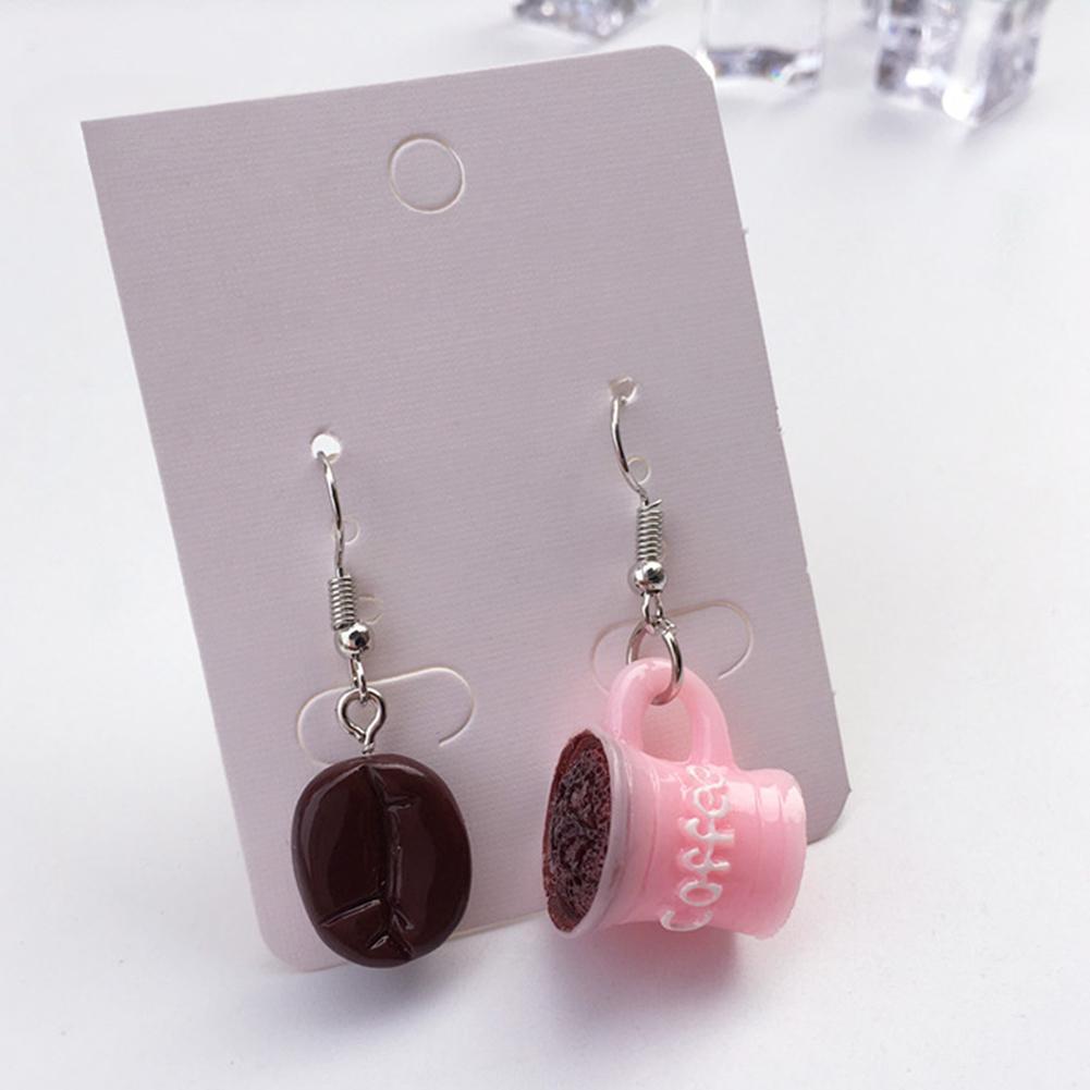 Jewelry Women Funny Asymmetric Coffee Bean Cup Drink Drop Dangle Hook Earrings AVE