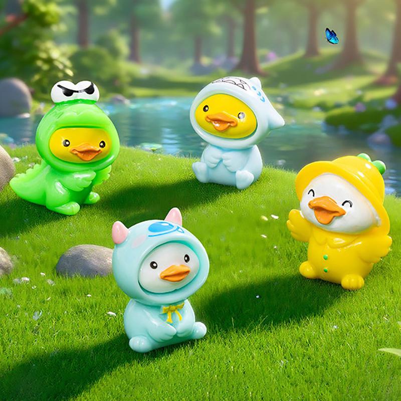 5-Piece Mixed Cute Duck Resin Miniatures Figurines, Adorable Mini Duck Statues, Diy Craft Accessory, Car Dashboard Ornament