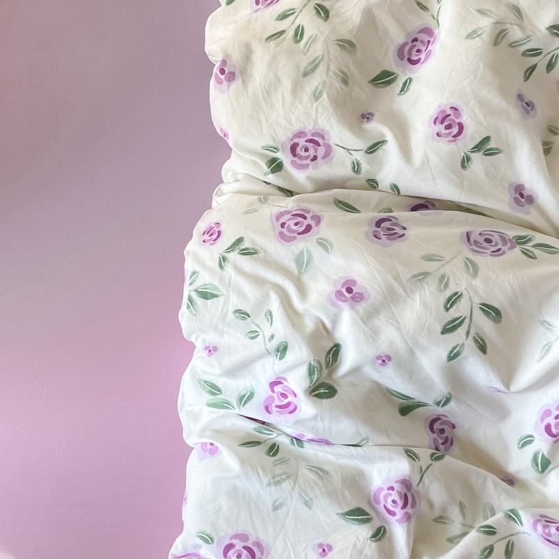 Washed Cotton Duvet Cover Set Single/Queen/King Size Bed Set Flower Printed Plumones De Cama Duvet Cover with Pillowcase Bedding