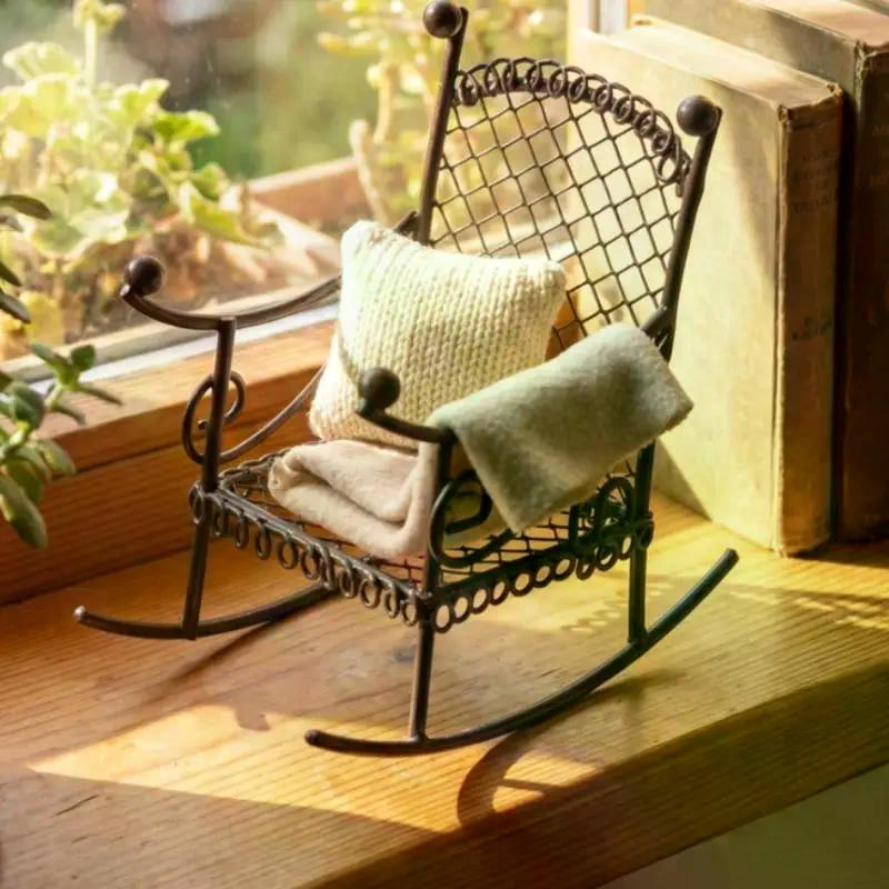 1/3 Pcs Dollhouse Garden Display Ornament Prop Accessory Miniature Table Chair Model Tiny Home Decor Iron Furniture