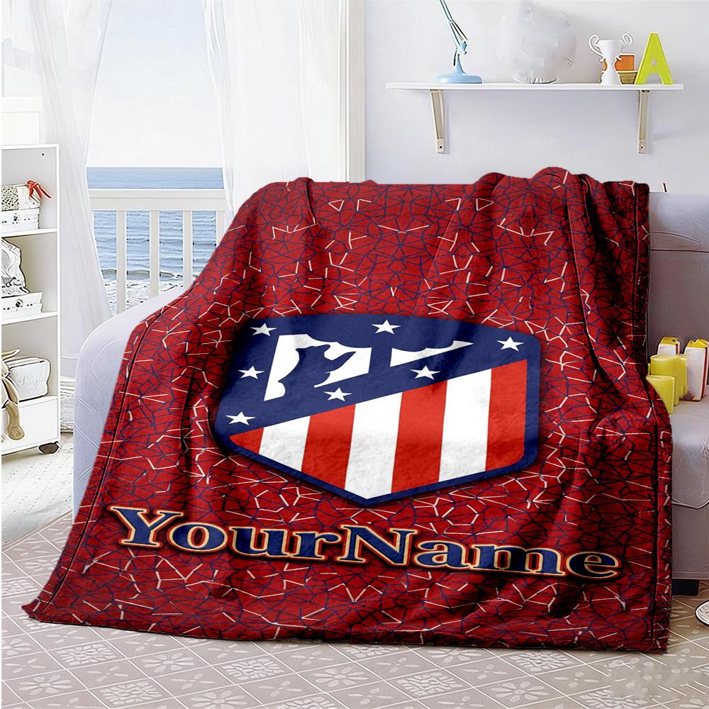 Atletico Madrid Customize Text Blanket Cozy Customizable Blanket Soft Warm Cozy Throw For Livingroom Living Room Sofa Bedding Four Seasons Universal
