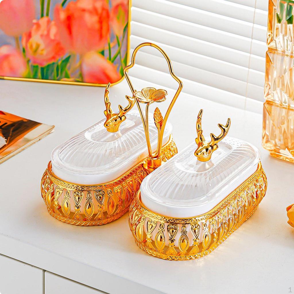 Deluxe Fruit Platter With Lid Decorative Snack Tray Set Compartmentalized Trim Serving Bowl for