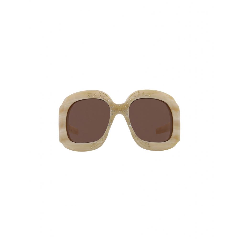 

Gucci Shield Frame Acetate Sunglasses Beige Beige Brown One Size