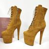 20CM Stiletto Suede Sexy Round Toe Pole Dance Boots - Platform Nightclub Model High Heels for Plus Size