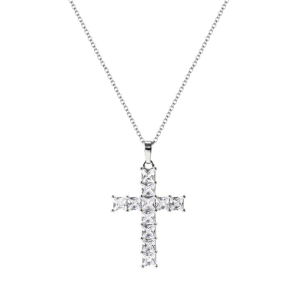 Cross-shaped Pendant Necklace Luxury Zirconia Delicate Accessories Anniversary Gift Women Statement Cross Necklaces