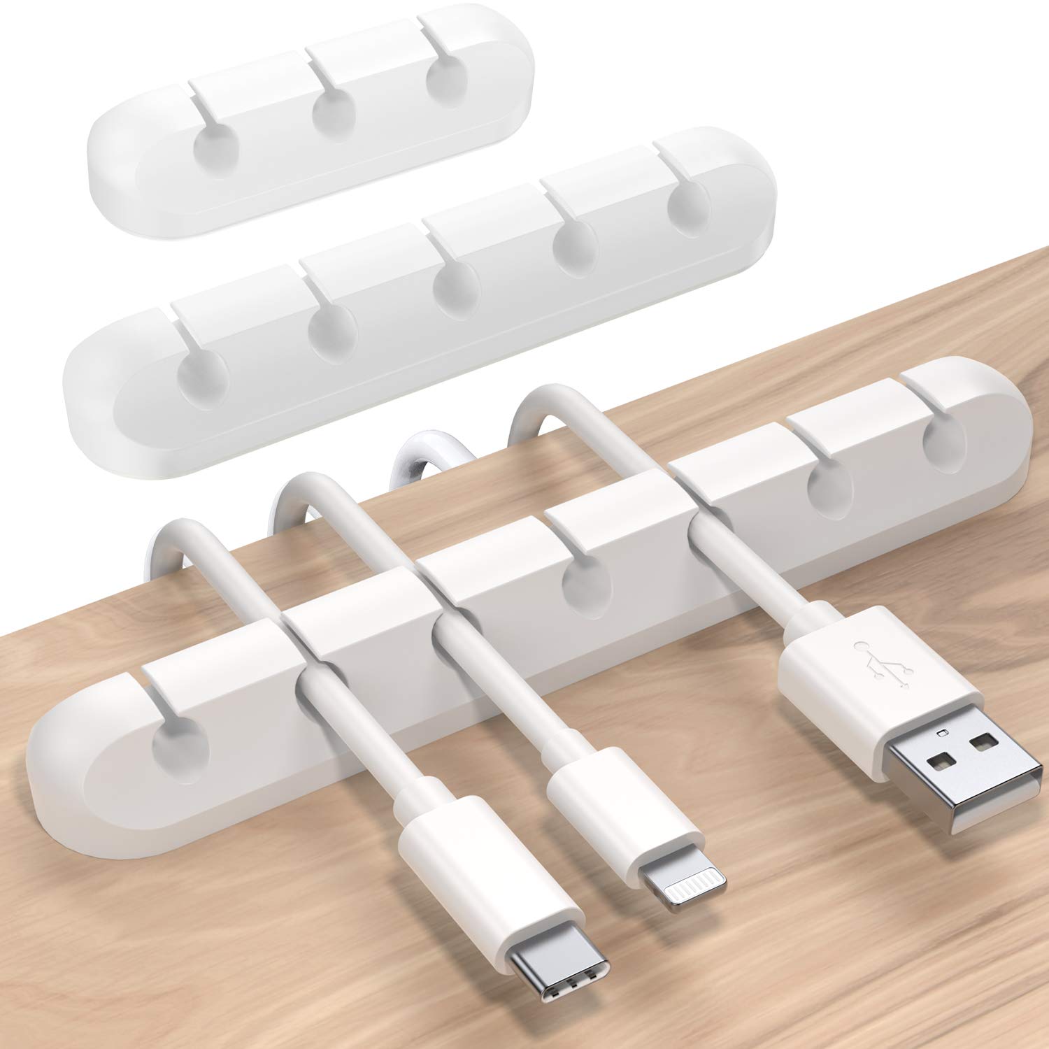 

SOULWIT 3-Cable Cable Holder, Cable Clips for Lightning Cables, USB Cables, Charging Cables, Headphone Cables, Mouse Cables, Keyboard Cables, and