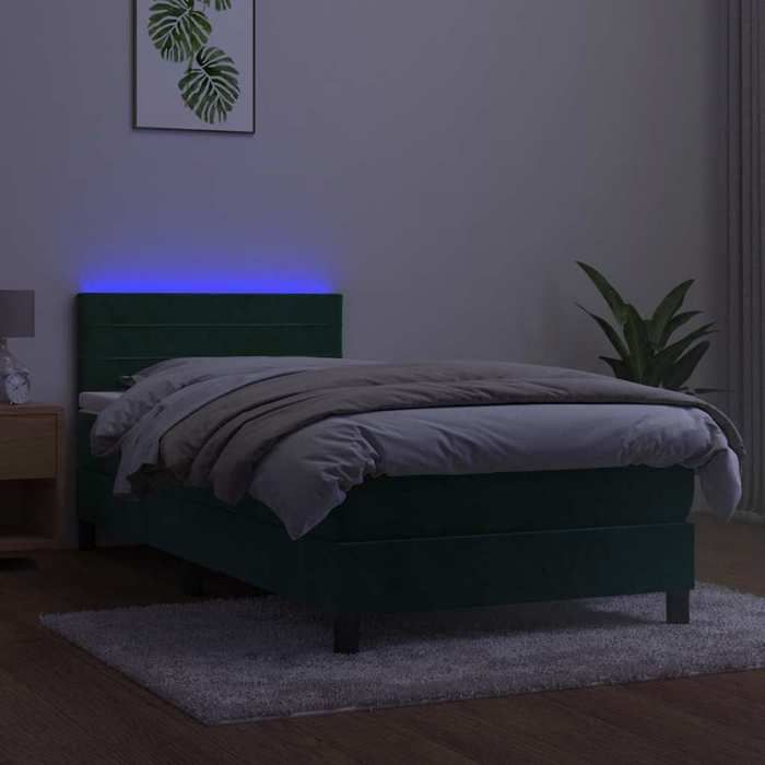 Maison Exclusive - Sommier à lattes de lit et matelas et LED Vert foncé 80x200 cm
