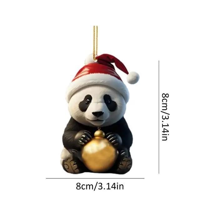 Adorable Acrylic Christmas Panda Ornament For Home And Car Decoration